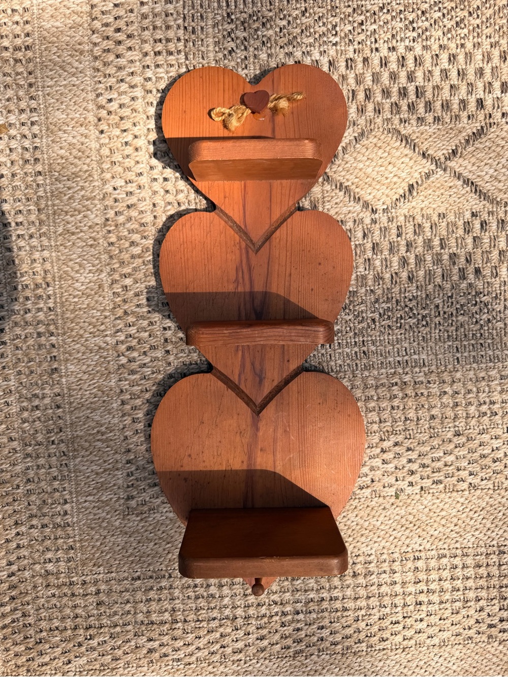 Vintage Three Tier Heart Shelf with Peg